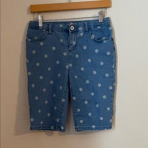 Place Light Blue Floral Jean Shorts
